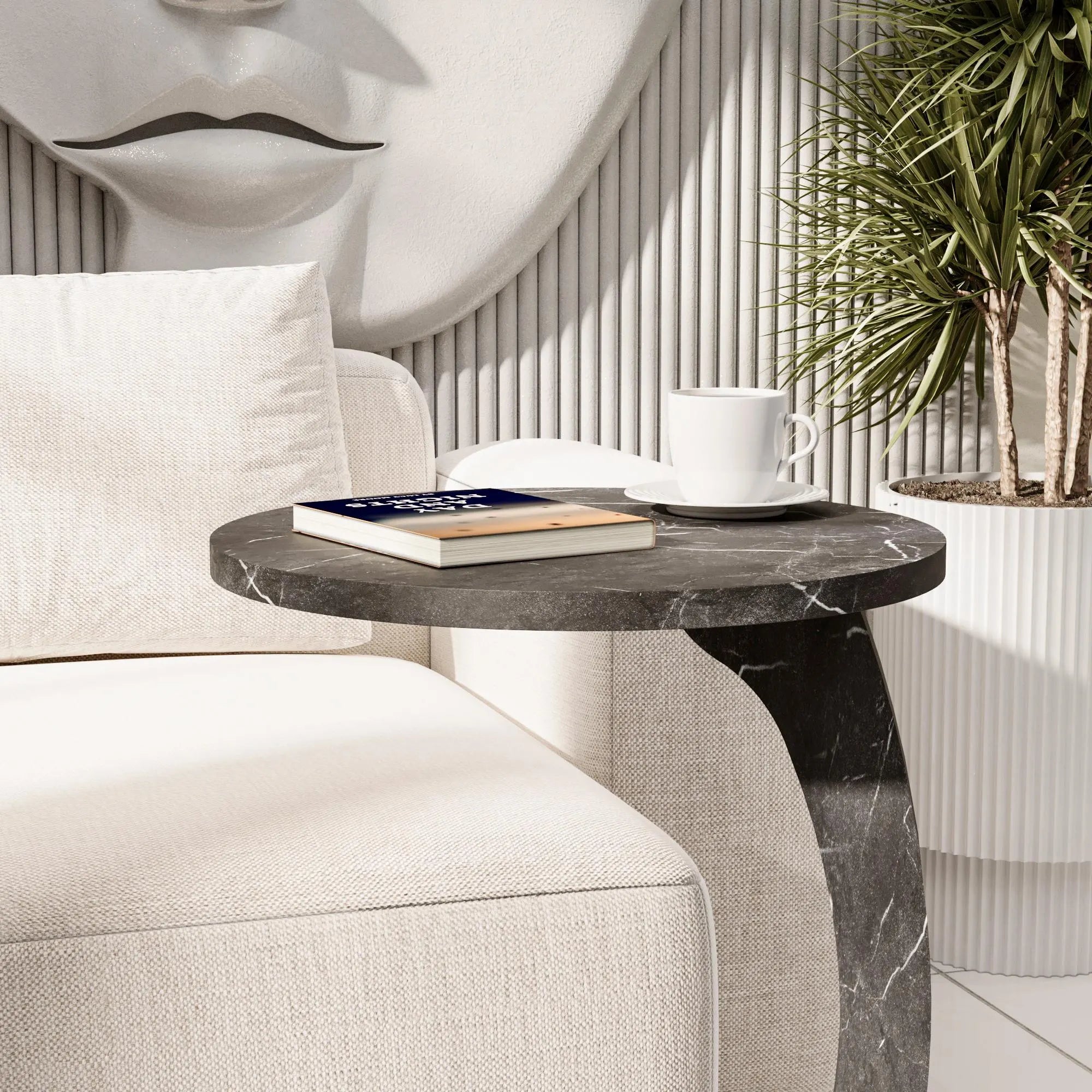 C-Shaped Wheeled Side Table: Living Room Couch Table, Laptop Stand