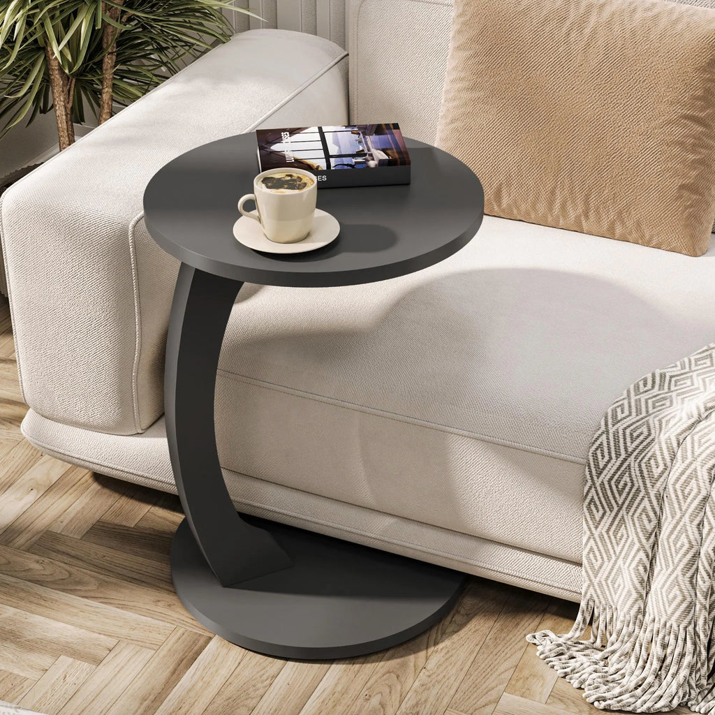 C-Shaped Wheeled Side Table: Living Room Couch Table, Laptop Stand