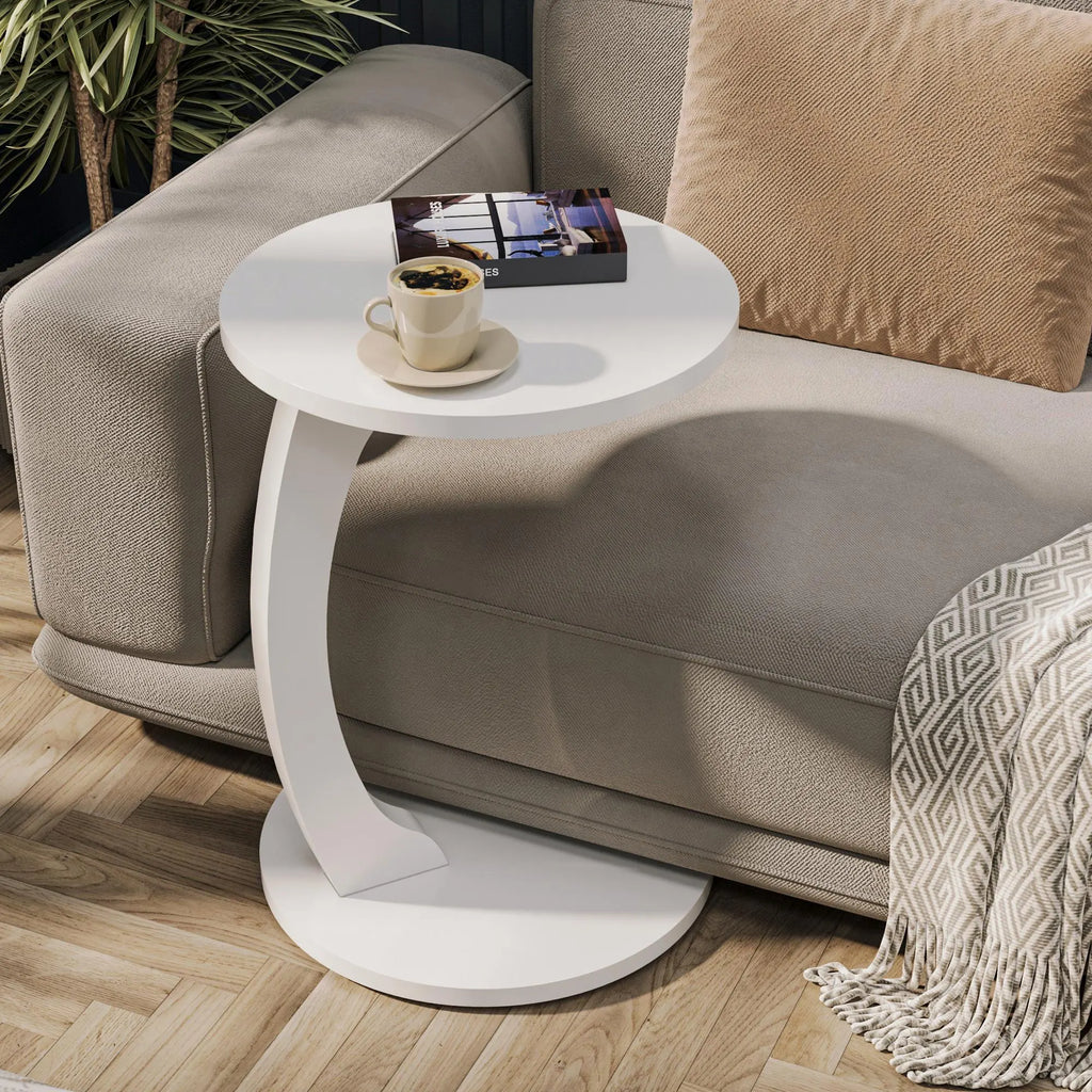 C-Shaped Wheeled Side Table: Living Room Couch Table, Laptop Stand