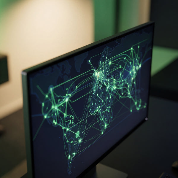 Close-up of a digital trading interface displaying a complex liquidity matrix map with neon green lines on a dark screen.